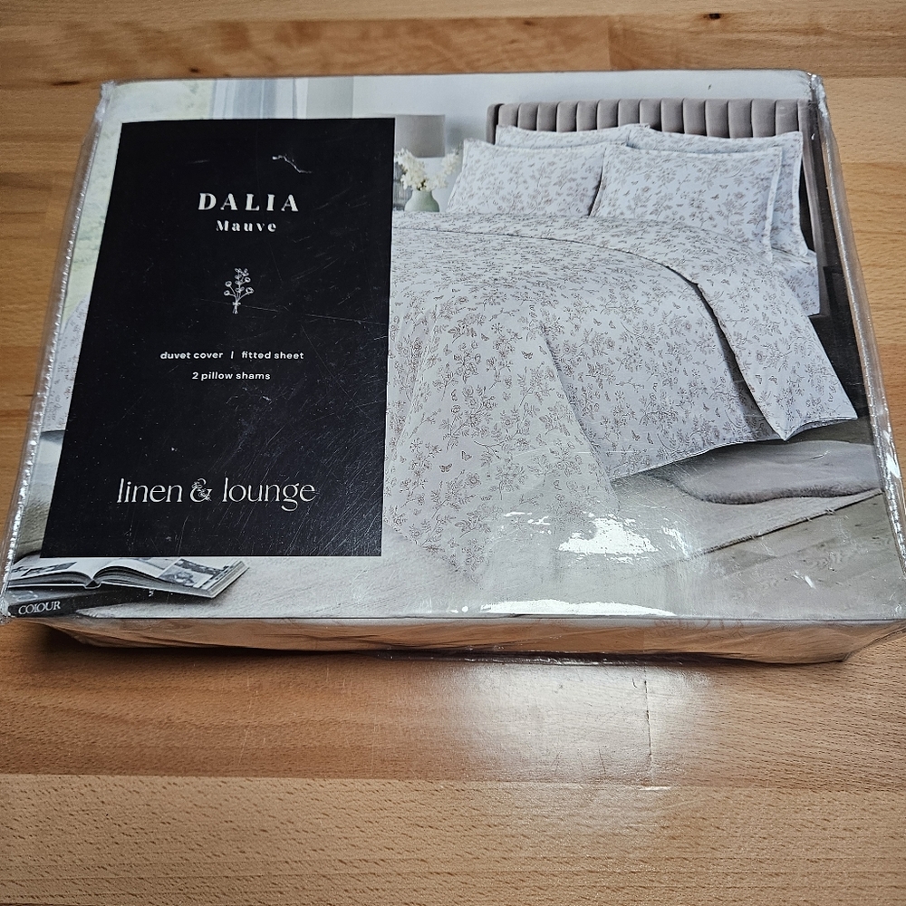 Linen And Lounge Dalia Mauve Duvet Fitted Sheet 2 Pillow Shams Twin - Picture 2 of 5